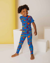 Baby Kids Bamboo Pajamas — SUPERMAN™ Kryptonite Crusher Short Sleeve Pajama Set — Image 1