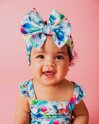Baby Kids Bamboo Pajamas — The Turtle Package Biggie Bow — Image 1