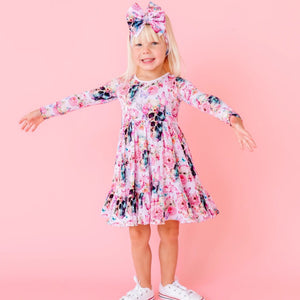 Baby Kids Bamboo Pajamas — Left Me On Dead Long Sleeve Girls Dress & Shorts Set — Image 1