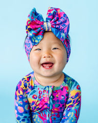 Baby Kids Bamboo Pajamas — Let’s Get Wild Biggie Bow — Image 1