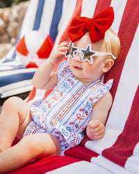 Baby Kids Bamboo Pajamas — Liberty & Bows for All Peplum One Piece Swimsuit — Image 1