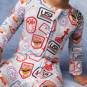 Baby Kids Bamboo Pajamas — Lil' Patch of America Convertible Romper — Image 1