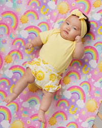 Baby Kids Bamboo Pajamas — Little Sunshine Ruffled Bummies — Image 1