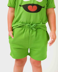 Baby Kids Bamboo Pajamas — Lively Lime Pull-On Shorts — Image 1