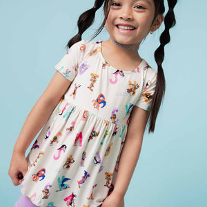 Baby Kids Bamboo Pajamas — Looney Tunes™ Short Sleeve Empire Waist Top & Shorts Set — Image 1