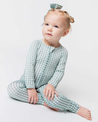 Baby Kids Bamboo Pajamas — Lucky Gingham Convertible Romper — Image 1