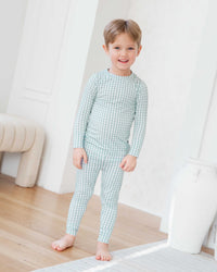 Baby Kids Bamboo Pajamas — Lucky Gingham Long Sleeve Pajama Set — Image 1