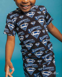 Baby Kids Bamboo Pajamas — SUPERMAN™ Man of Steel Short Sleeve Pajama Set — Image 1