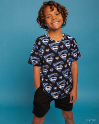Baby Kids Bamboo Pajamas — SUPERMAN™ Man of Steel Short Sleeve T-Shirt & Shorts Set — Image 1