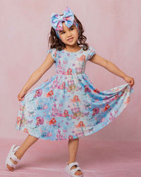 Baby Kids Bamboo Pajamas — Mermaid to Be Cap Sleeve Dress & Shorts Set — Image 1