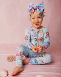 Baby Kids Bamboo Pajamas — Mermaid to Be Convertible Ruffle Romper — Image 1