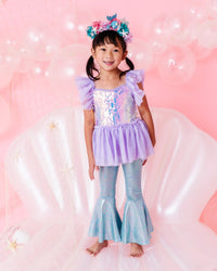 Baby Kids Bamboo Pajamas — Mermaid Sequin Bell Bottom Set — Image 1