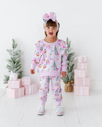 Baby Kids Bamboo Pajamas — Merry Little Pinkmas Jogger Set — Image 1