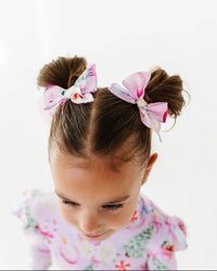Baby Kids Bamboo Pajamas — Merry Little Pinkmas Woven Piggy Clip — Image 1