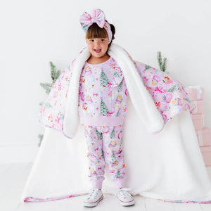 Baby Kids Bamboo Pajamas — Merry Little Pinkmas Bum Bum Blanket - Plush — Image 1