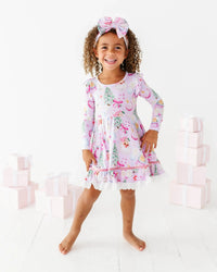 Baby Kids Bamboo Pajamas — Merry Little Pinkmas Party Dress — Image 1