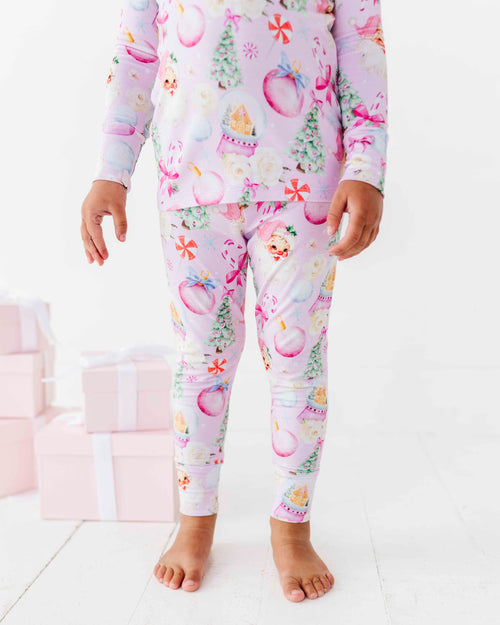 Baby Kids Bamboo Pajamas — Merry Little Pinkmas Ruffle Long Sleeve & Pants Set — Image 3