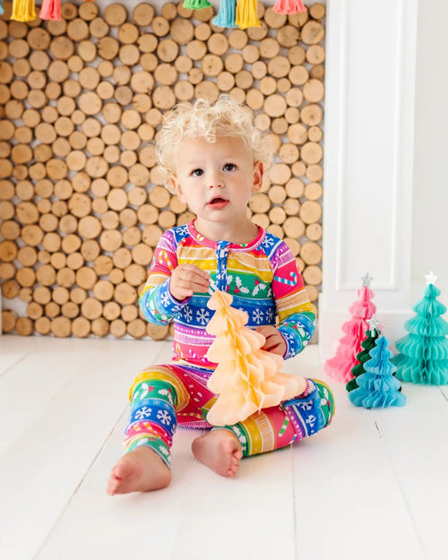 Baby Kids Bamboo Pajamas — Merry and Bright Convertible Romper — Image 8