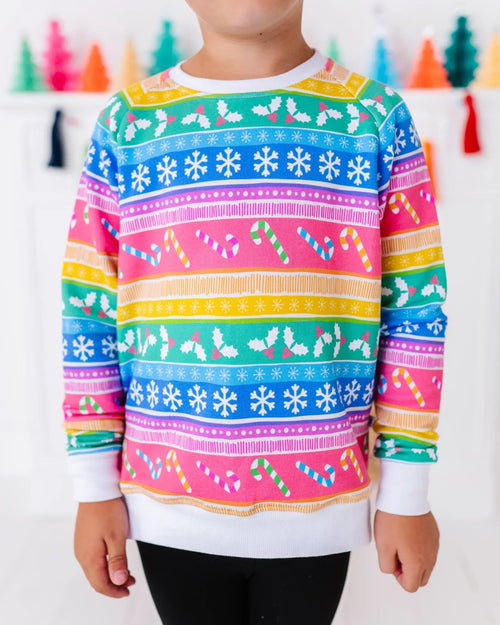 Baby Kids Bamboo Pajamas — Merry And Bright Crew Neck Sweatshirt — Image 5
