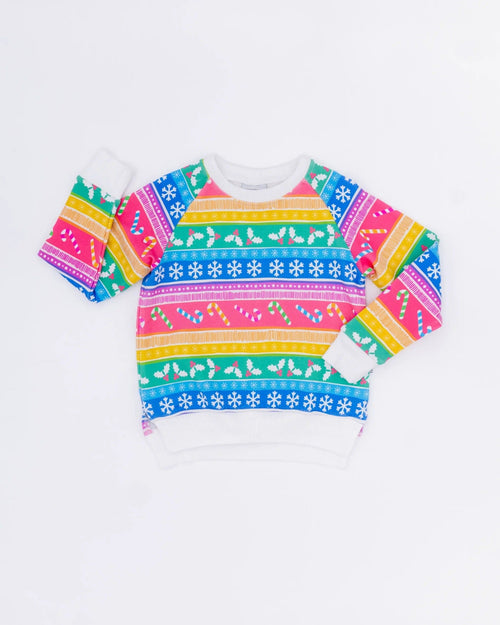Baby Kids Bamboo Pajamas — Merry And Bright Crew Neck Sweatshirt — Image 4