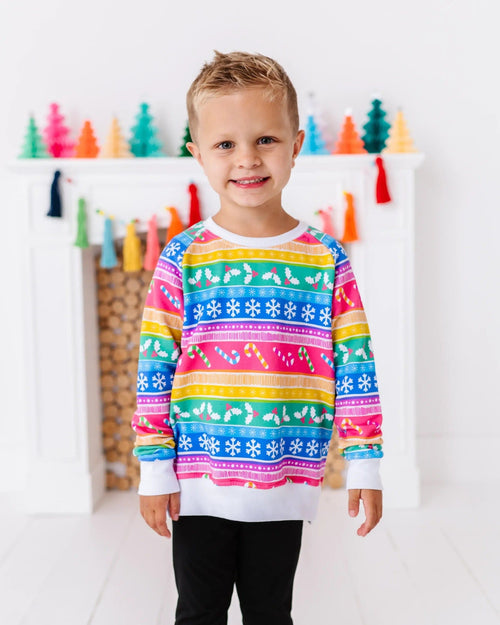 Baby Kids Bamboo Pajamas — Merry And Bright Crew Neck Sweatshirt — Image 7