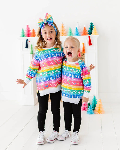 Baby Kids Bamboo Pajamas — Merry And Bright Crew Neck Sweatshirt — Image 1
