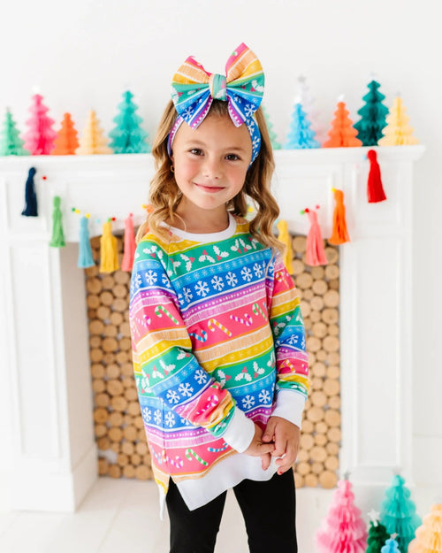 Baby Kids Bamboo Pajamas — Merry And Bright Crew Neck Sweatshirt — Image 9