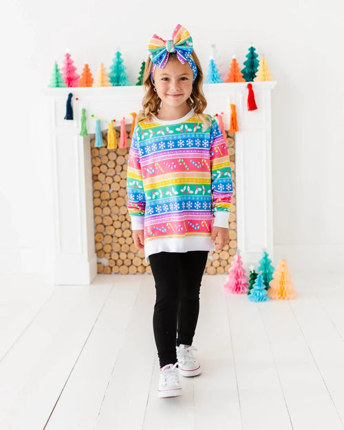 Baby Kids Bamboo Pajamas — Merry And Bright Crew Neck Sweatshirt — Image 6