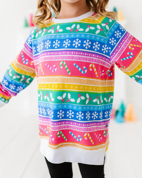 Baby Kids Bamboo Pajamas — Merry And Bright Crew Neck Sweatshirt — Image 8