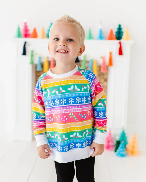 Baby Kids Bamboo Pajamas — Merry And Bright Crew Neck Sweatshirt — Image 12