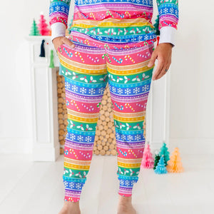 Baby Kids Bamboo Pajamas — Merry and Bright Men's Pants — Image 1