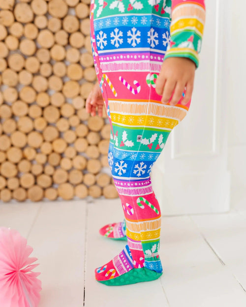 Baby Kids Bamboo Pajamas — Merry And Bright Footie — Image 6