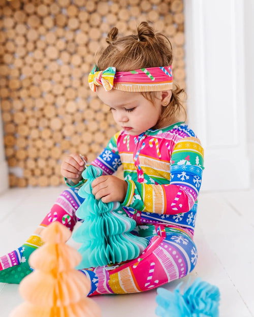 Baby Kids Bamboo Pajamas — Merry And Bright Footie — Image 5