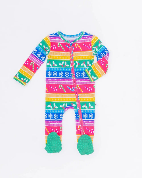 Baby Kids Bamboo Pajamas — Merry And Bright Footie — Image 3