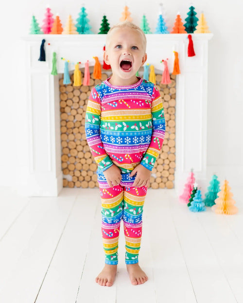 Baby Kids Bamboo Pajamas — Merry and Bright Long Sleeve Pajama Set — Image 6