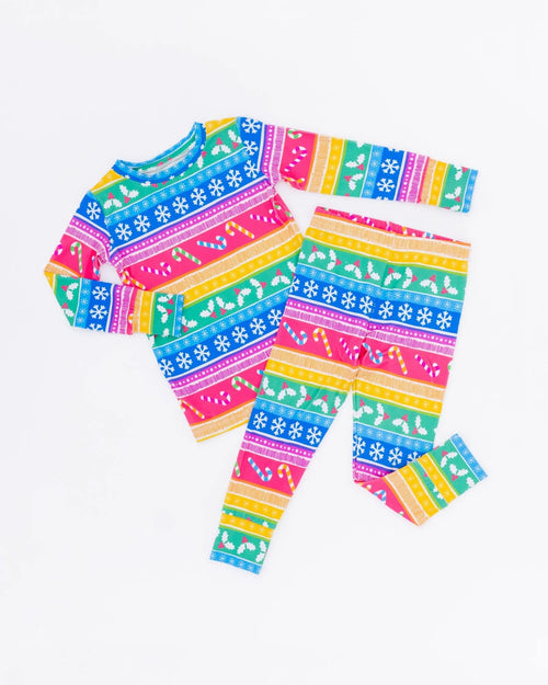 Baby Kids Bamboo Pajamas — Merry and Bright Long Sleeve Pajama Set — Image 4