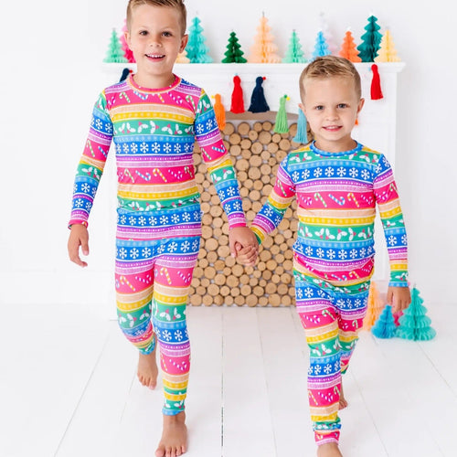Baby Kids Bamboo Pajamas — Merry and Bright Long Sleeve Pajama Set — Image 3