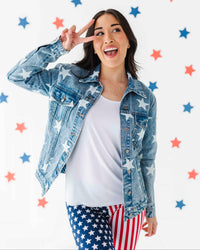 Baby Kids Bamboo Pajamas — Navy Star Women's Denim Star Jacket — Image 1