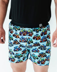 Baby Kids Bamboo Pajamas — Trucks Are My Jam Men's Boxers — Image 1