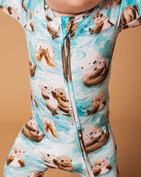 Baby Kids Bamboo Pajamas — My Otter Half Convertible Romper — Image 1