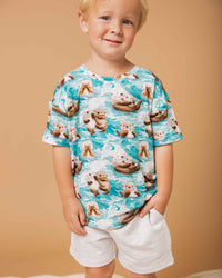 Baby Kids Bamboo Pajamas — My Otter Half Short Sleeve T-Shirt & Shorts Set — Image 1