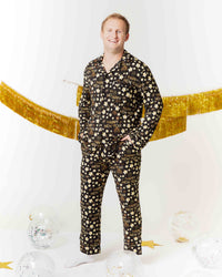 Baby Kids Bamboo Pajamas — Happy New Year Men's Collar Shirt & Pants Set — Image 1