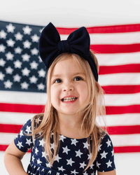 Baby Kids Bamboo Pajamas — Blue Biggie Bow — Image 1