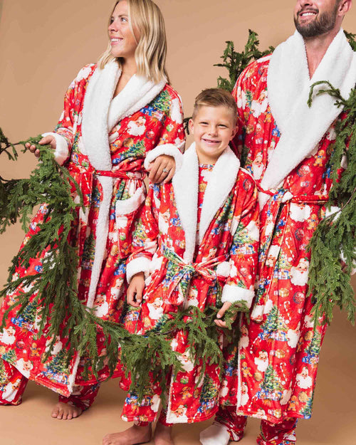 Baby Kids Bamboo Pajamas — In The Nick Of Time Adult Plush Robe — Image 6