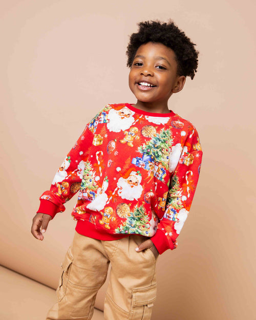 Baby Kids Bamboo Pajamas — In The Nick Of Time Crew Neck Sweatshirt — Image 1