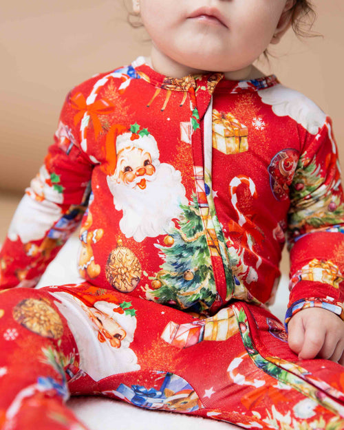 Baby Kids Bamboo Pajamas — In The Nick Of Time Footie — Image 1