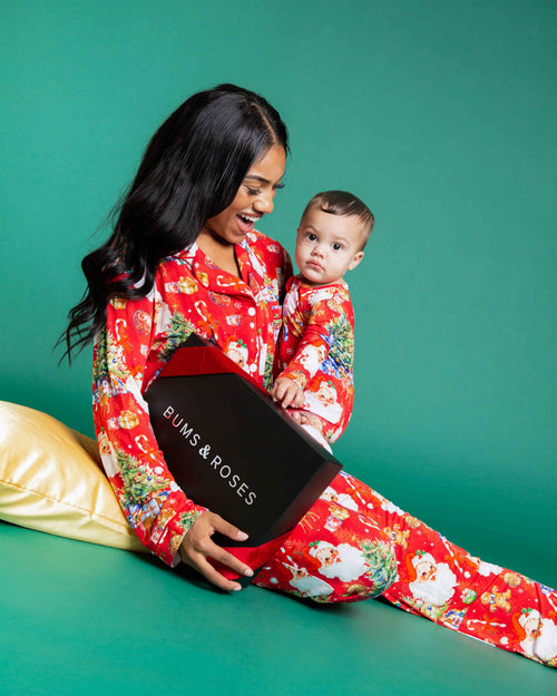 Baby Kids Bamboo Pajamas — In The Nick Of Time Women's Long Sleeve Collar Shirt & Pants Pajama Set — Image 7