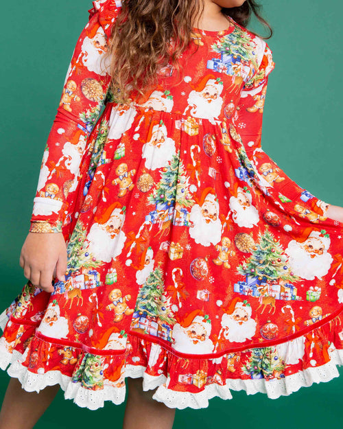 Baby Kids Bamboo Pajamas — In The Nick Of Time Long Sleeve Party Dress & Shorts Set — Image 3