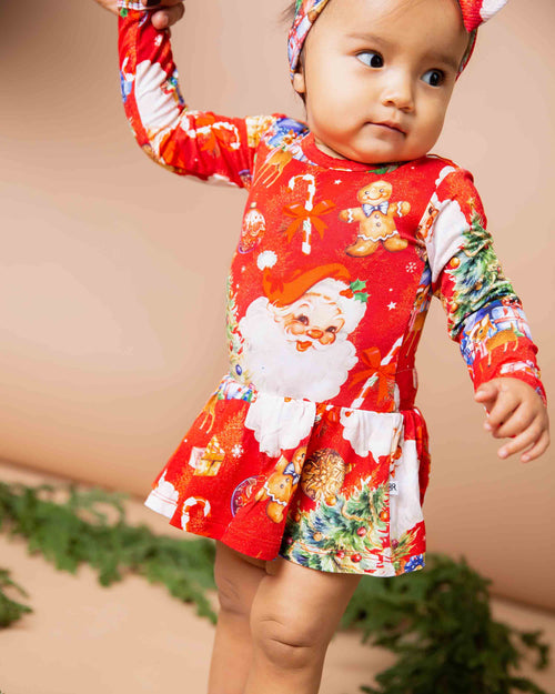 Baby Kids Bamboo Pajamas — In The Nick Of Time Long Sleeve Ruffle Dress — Image 5