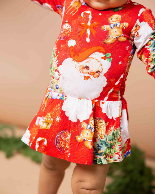 Baby Kids Bamboo Pajamas — In The Nick Of Time Long Sleeve Ruffle Dress — Image 3